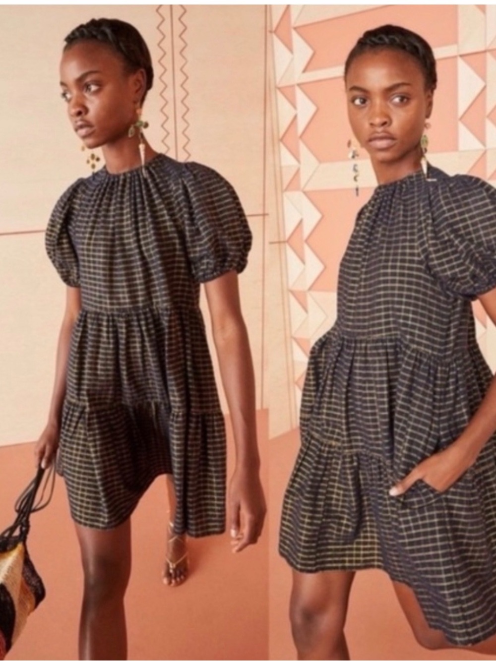 Ulla Johnson Blue and Gold mini dress